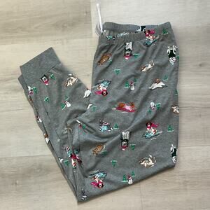 Womens Christmas Cats and Dogs Pajama Pants Grey XL 16-18